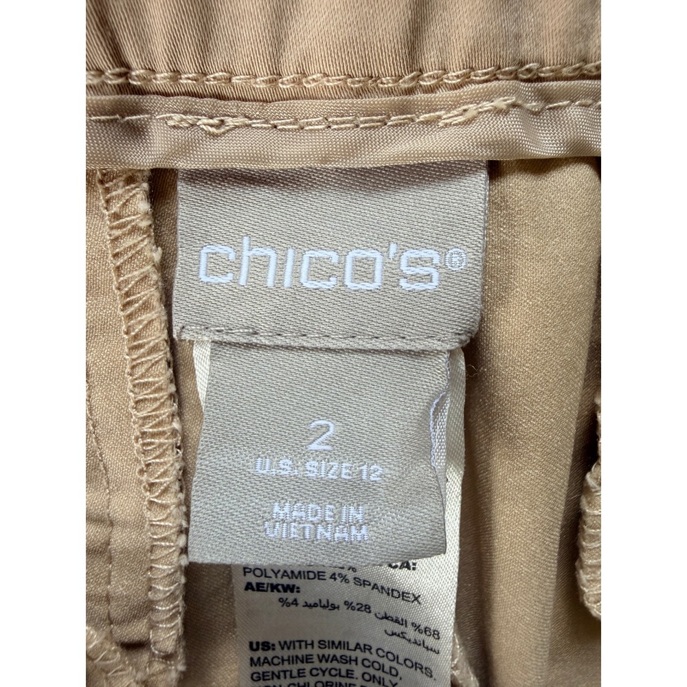 Chico's Capri Pants Women's Sz 2/12 White Tan Cargo Cropped lot 2 Casual Utility - Picture 8 of 11